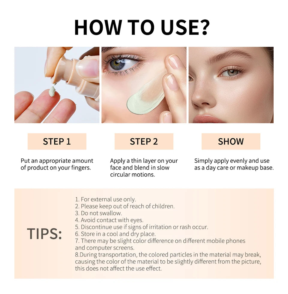 Color Changing Foundation : 4 in 1 Moisturizing SPF 30+ Hydrating ,Waterproof,Skin Tone Matching.
