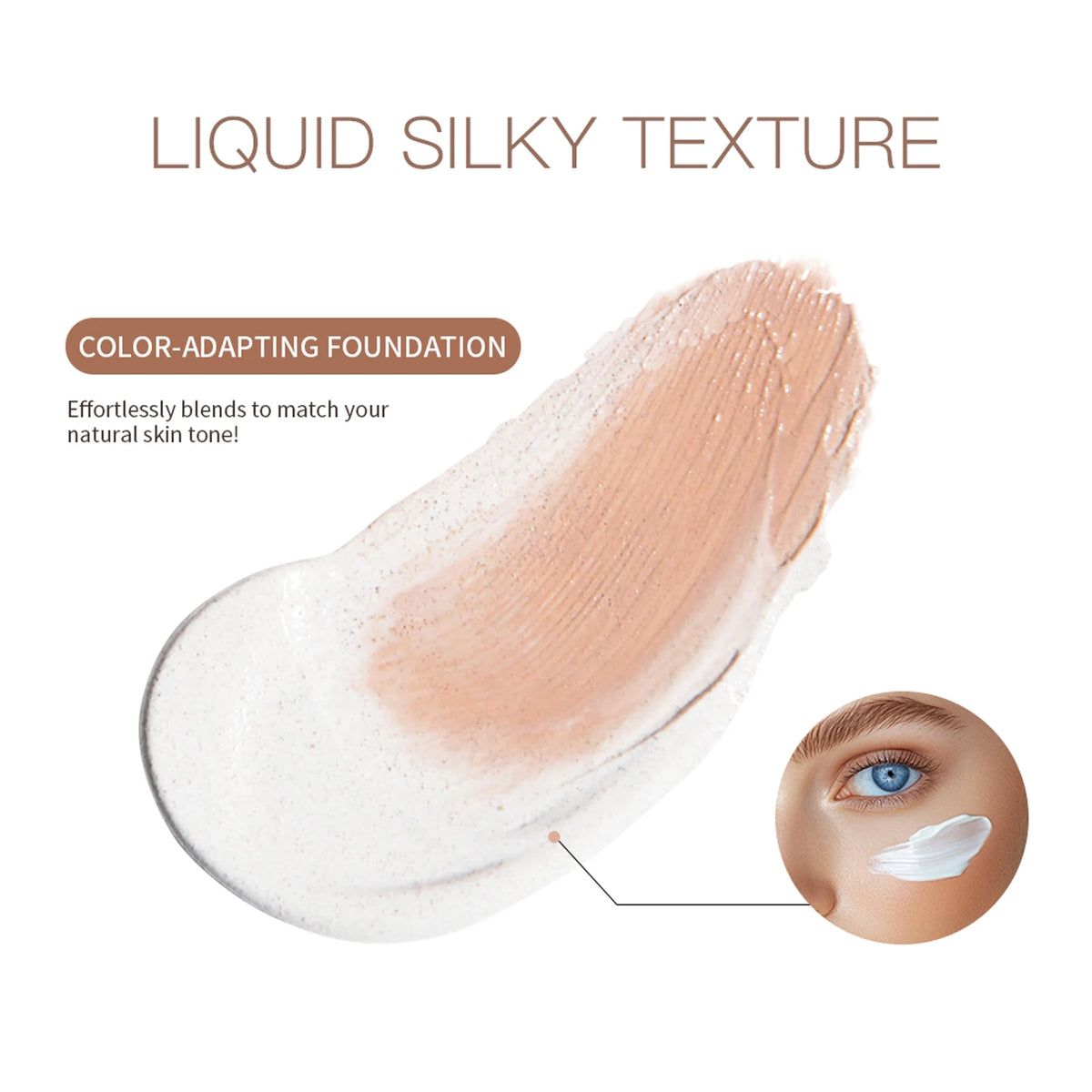 Color Changing Foundation : 4 in 1 Moisturizing SPF 30+ Hydrating ,Waterproof,Skin Tone Matching.