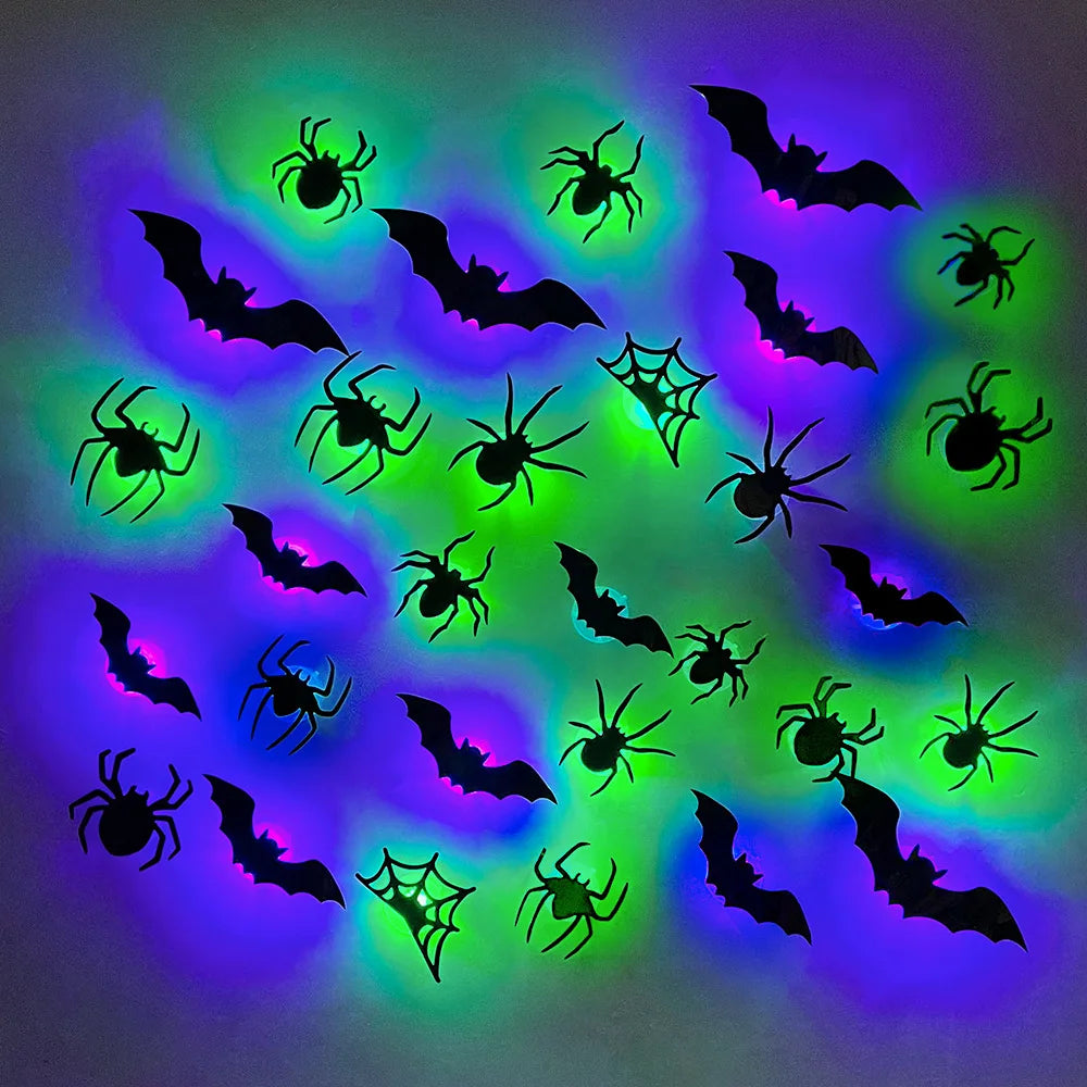Halloween Bat/Spider: Decor Night 3D Lights Wall Sticker for Halloween Party Decoration