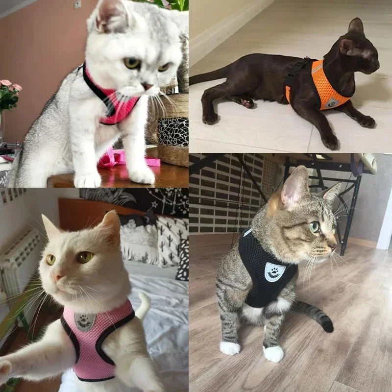 Pet Secure- Breathable and Adjustable Polyester Vest Harness with Collar Suitable for Cats ,Puppies Small Medium Dog