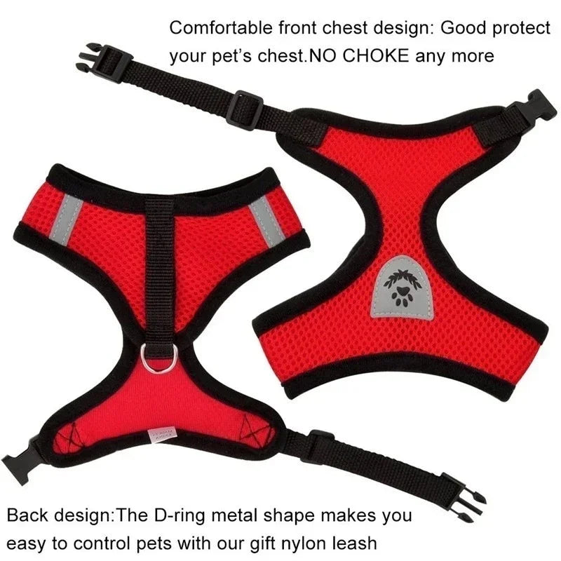 Pet Secure- Breathable and Adjustable Polyester Vest Harness with Collar Suitable for Cats ,Puppies Small Medium Dog