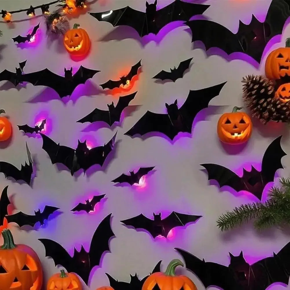 Halloween Bat/Spider: Decor Night 3D Lights Wall Sticker for Halloween Party Decoration