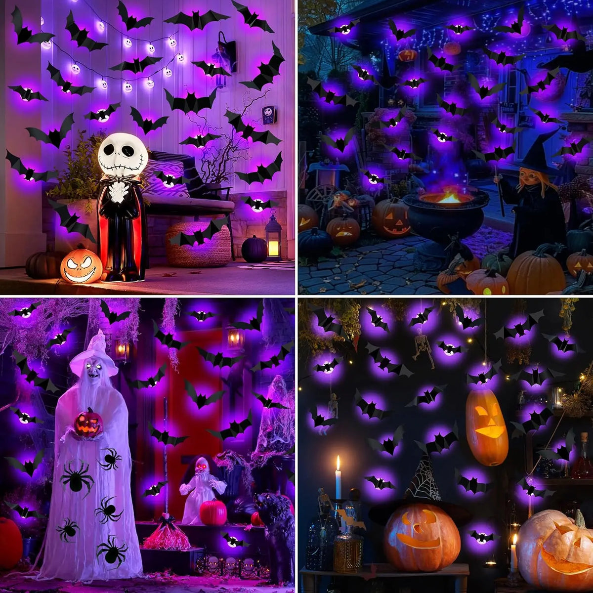 Halloween Bat/Spider: Decor Night 3D Lights Wall Sticker for Halloween Party Decoration