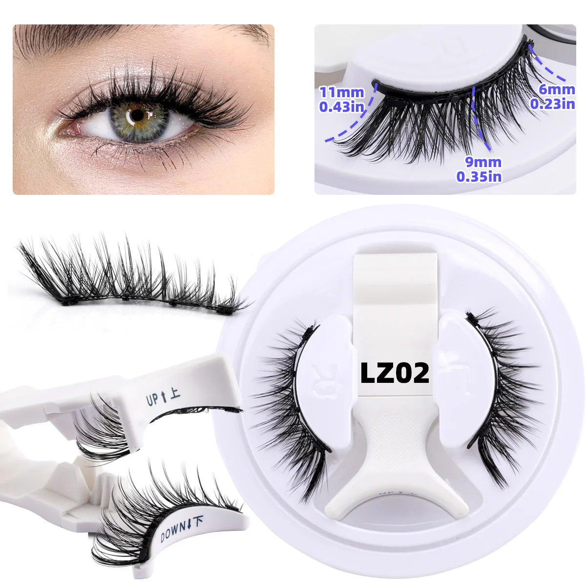 LashPop -1 Pair Reusable Magnetic Lashes  with Clip Tweezers.