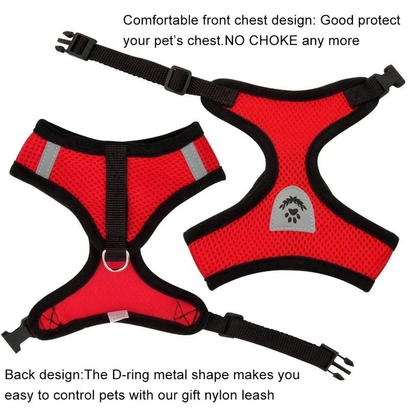Pet Secure- Breathable and Adjustable Polyester Vest Harness with Collar Suitable for Cats ,Puppies Small Medium Dog