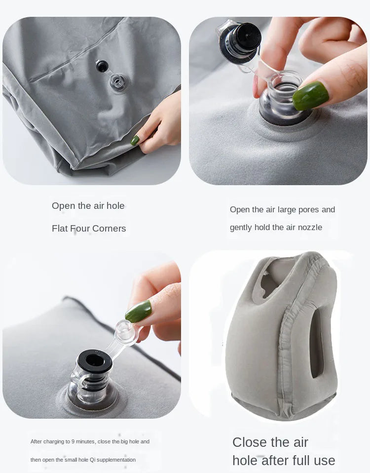 DreamFly Travel Pillow-Inflatable Air Cushion Travel Pillow Chin Support Cushions for Airplane ,Car, Office