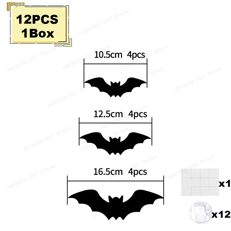 Halloween Bat/Spider: Decor Night 3D Lights Wall Sticker for Halloween Party Decoration