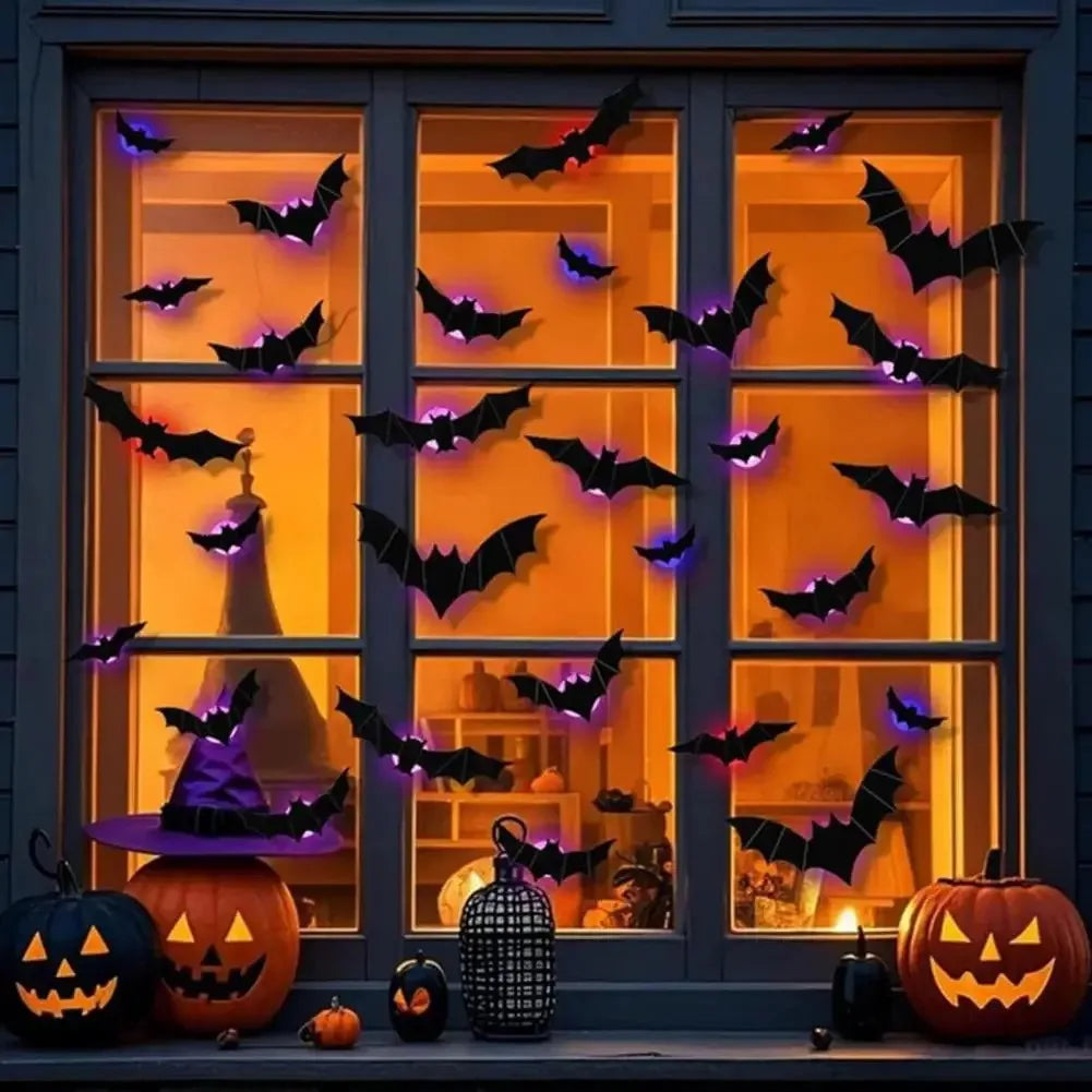 Halloween Bat/Spider: Decor Night 3D Lights Wall Sticker for Halloween Party Decoration