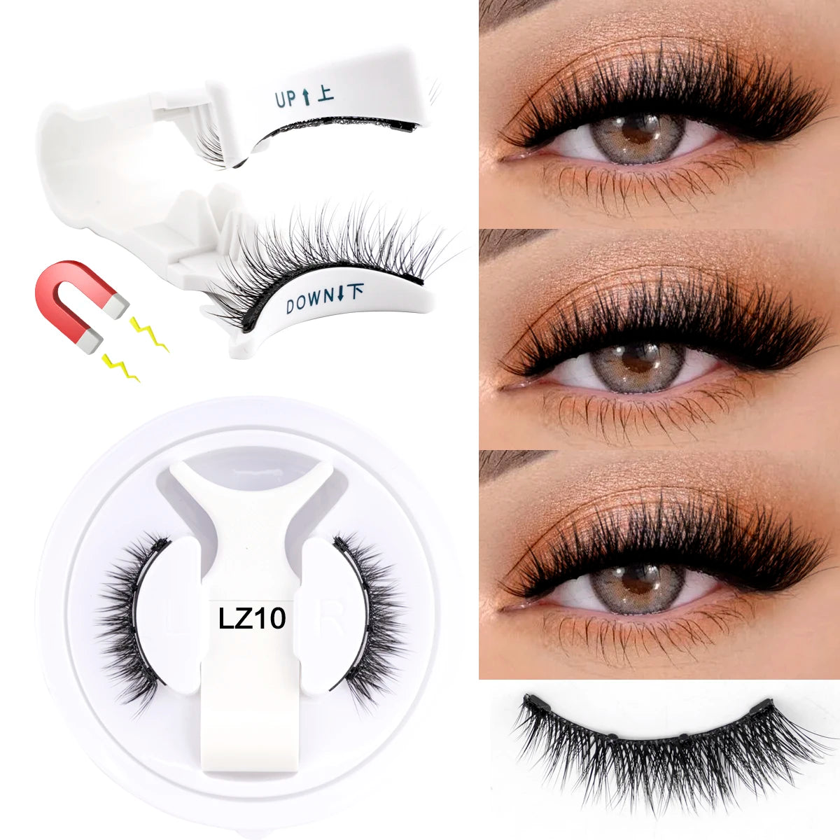 LashPop -1 Pair Reusable Magnetic Lashes  with Clip Tweezers.