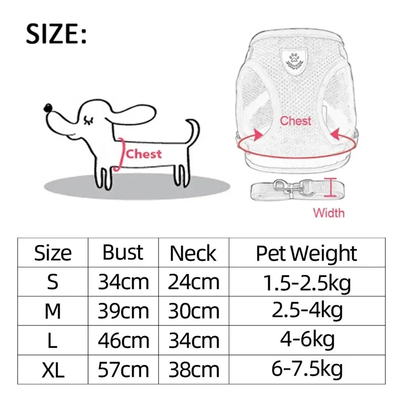 Pet Secure- Breathable and Adjustable Polyester Vest Harness with Collar Suitable for Cats ,Puppies Small Medium Dog