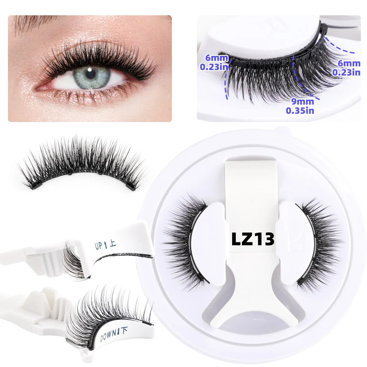 LashPop -1 Pair Reusable Magnetic Lashes  with Clip Tweezers.