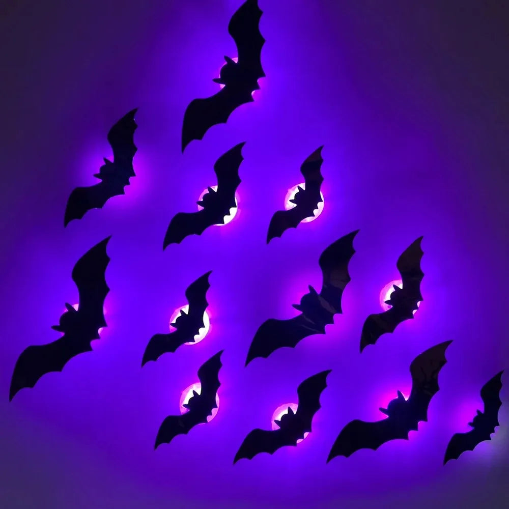 Halloween Bat/Spider: Decor Night 3D Lights Wall Sticker for Halloween Party Decoration
