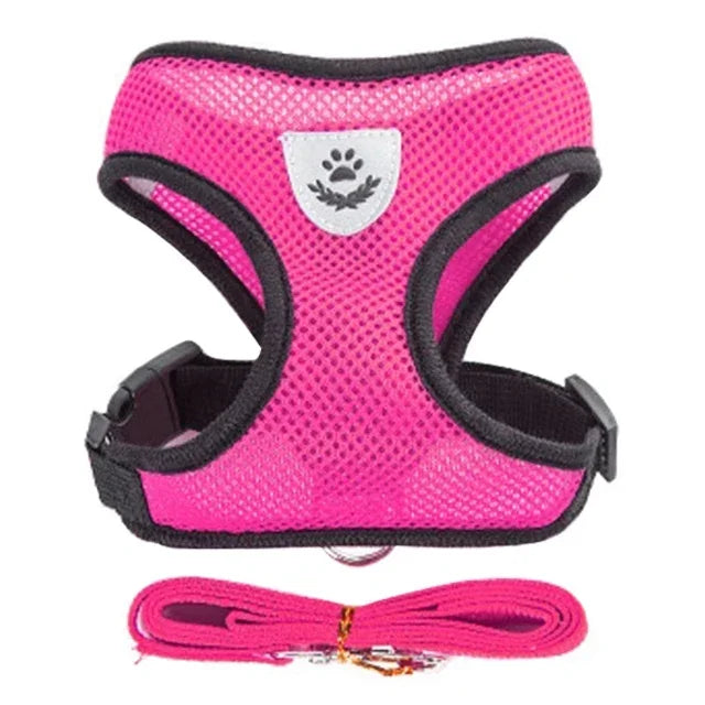 Pet Secure- Breathable and Adjustable Polyester Vest Harness with Collar Suitable for Cats ,Puppies Small Medium Dog
