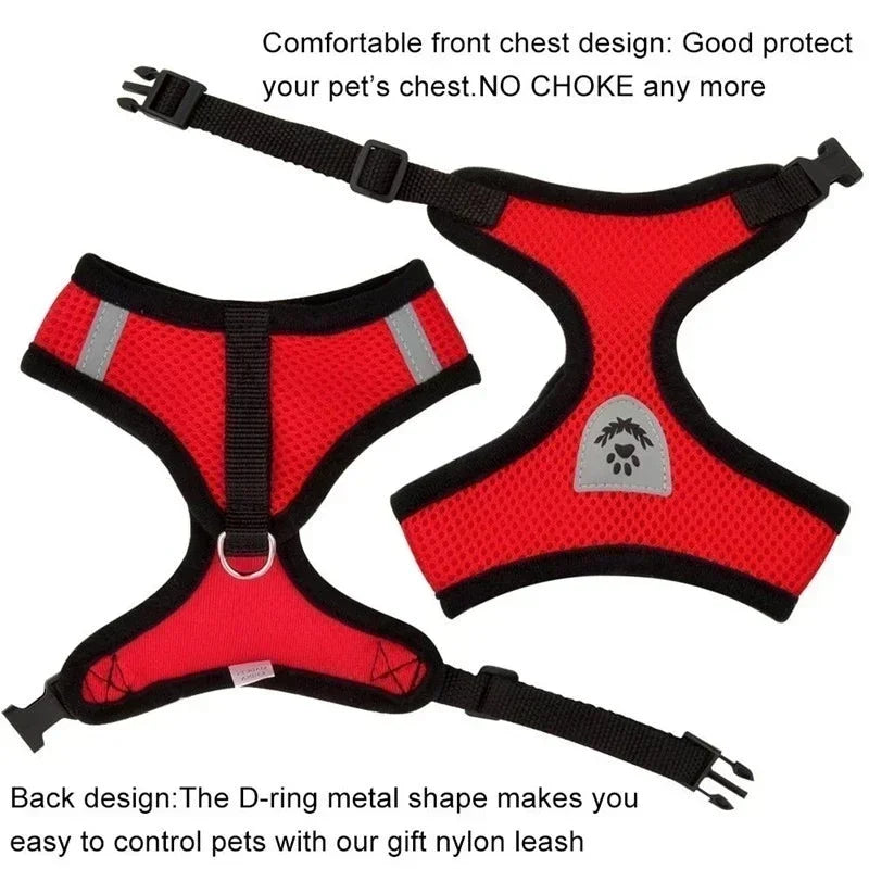 Pet Secure- Breathable and Adjustable Polyester Vest Harness with Collar Suitable for Cats ,Puppies Small Medium Dog