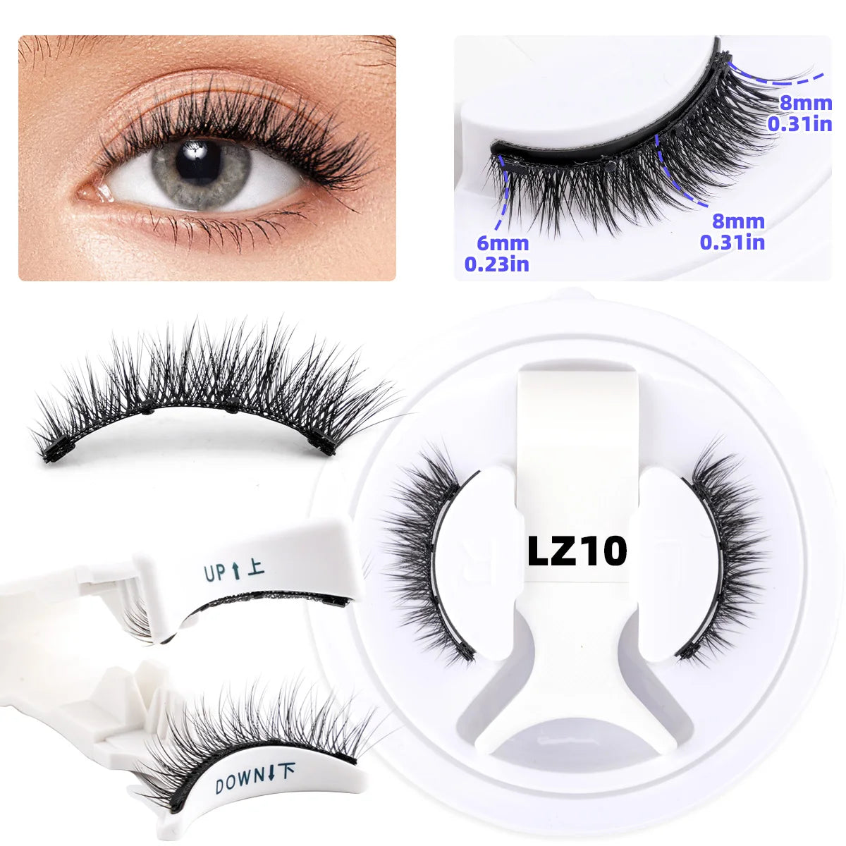 LashPop -1 Pair Reusable Magnetic Lashes  with Clip Tweezers.