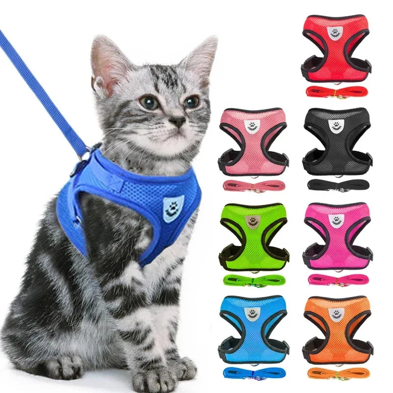 Pet Secure- Breathable and Adjustable Polyester Vest Harness with Collar Suitable for Cats ,Puppies Small Medium Dog
