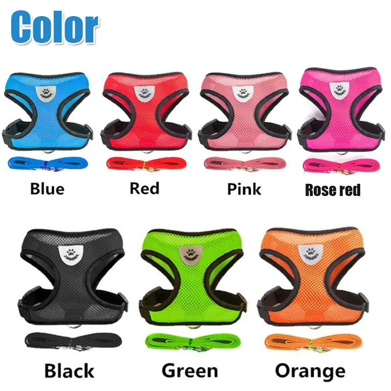 Pet Secure- Breathable and Adjustable Polyester Vest Harness with Collar Suitable for Cats ,Puppies Small Medium Dog