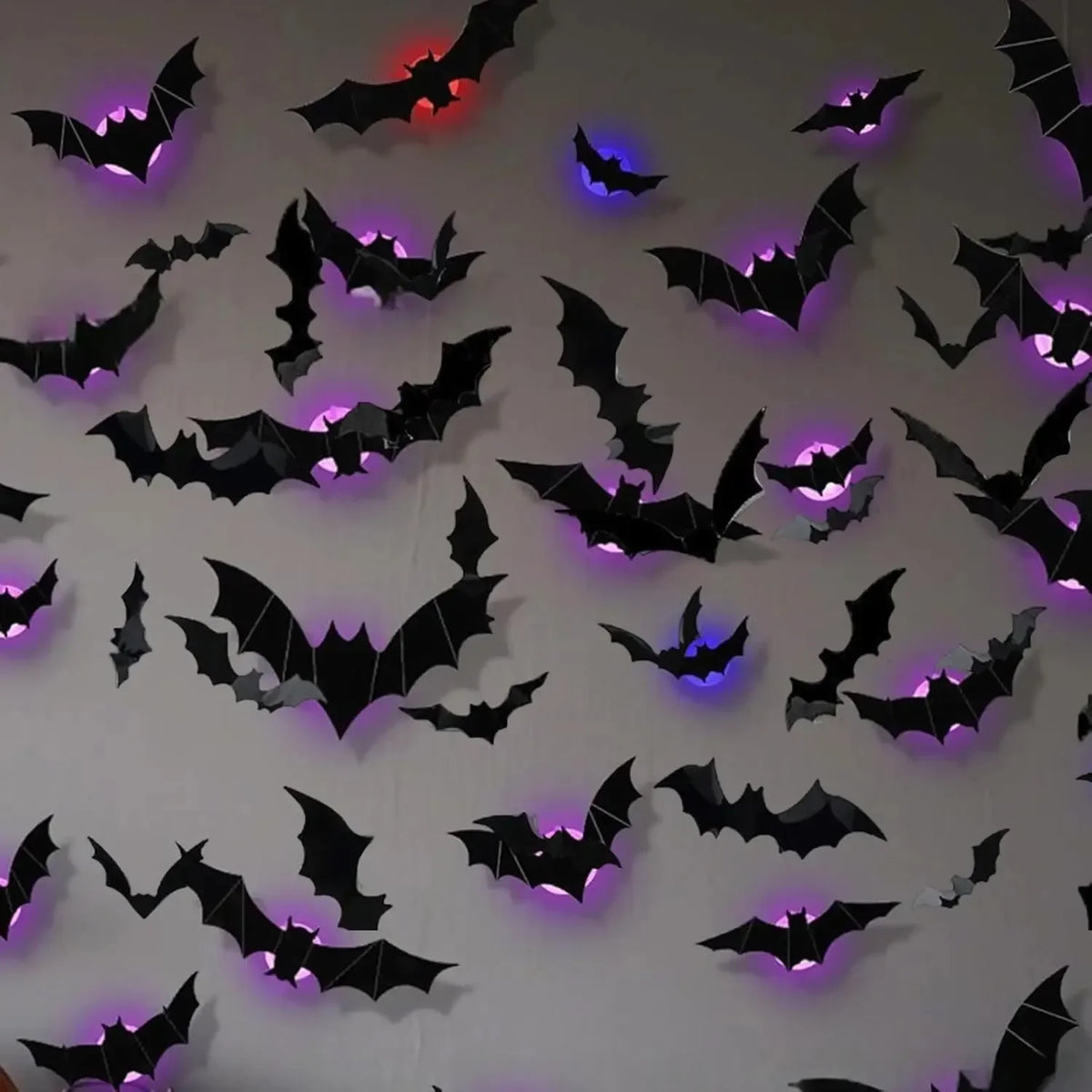 Halloween Bat/Spider: Decor Night 3D Lights Wall Sticker for Halloween Party Decoration